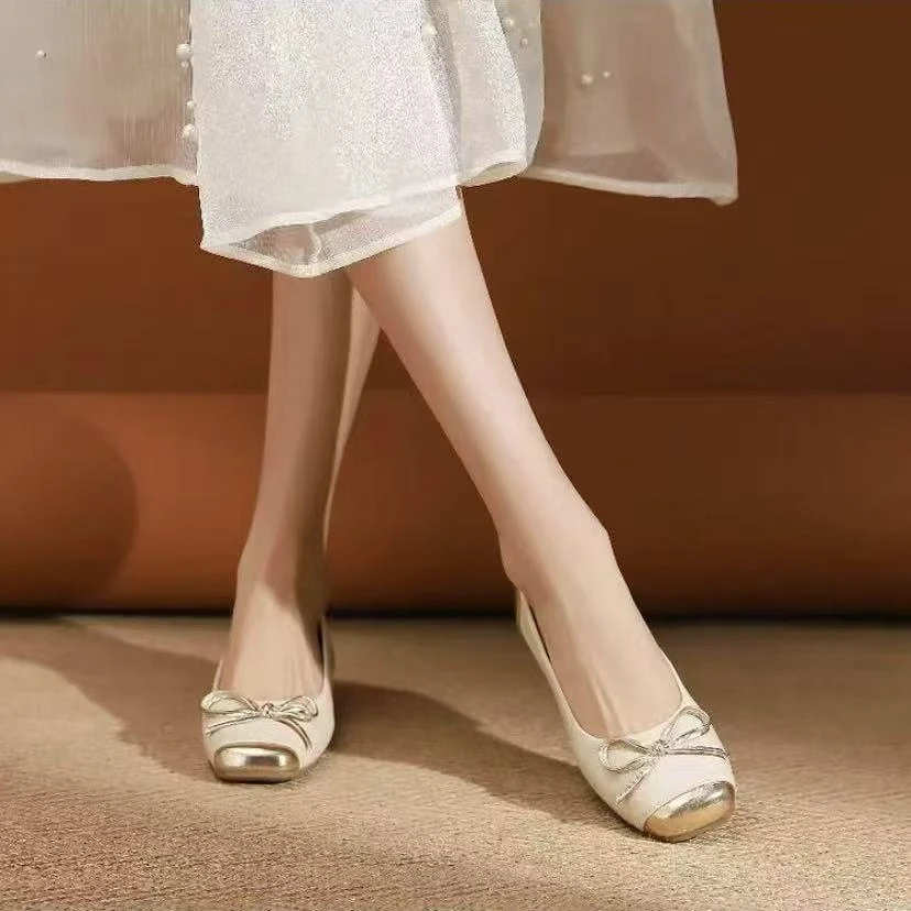 6036温柔蝴蝶结浅口单鞋新款百搭蛋卷软底玛丽珍女鞋