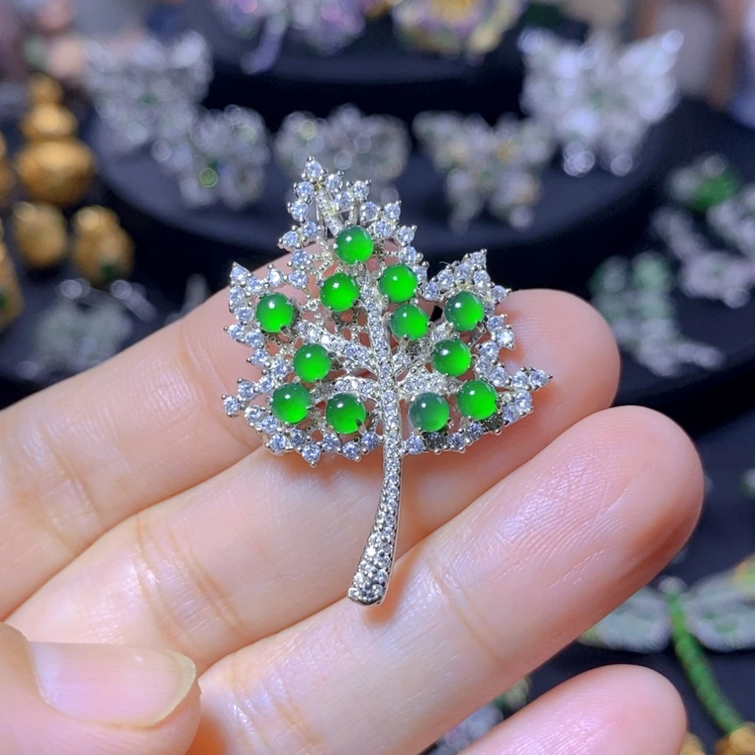 翡翠银S925镶嵌颈饰天然