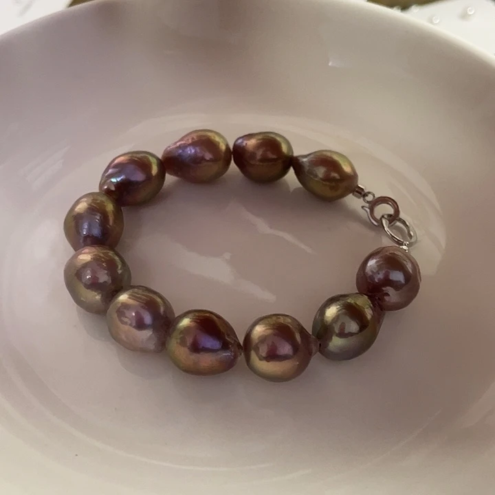 手链银S925镶嵌淡水珍珠