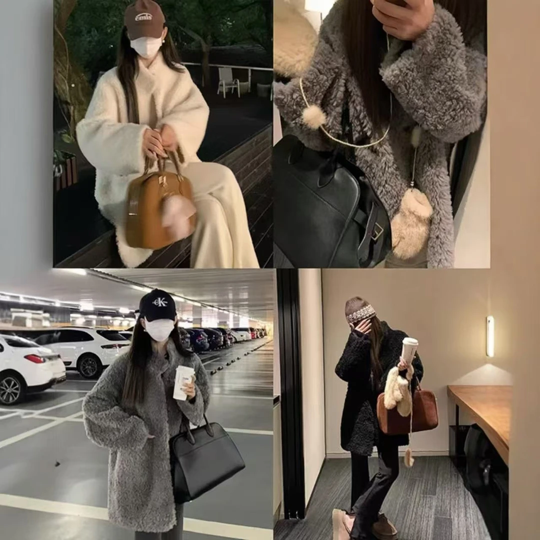 （可乐专属）富人区Teddy2.0版本慵懒风中长款仿羊羔绒外套皮毛一体