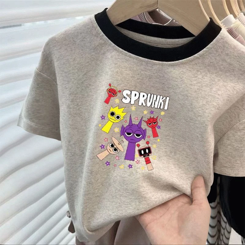 新款纯棉t恤短袖新款夏季节奏盒子卡通印花儿童宝洋气国潮上衣潮T