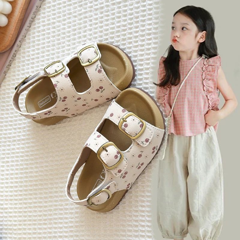 女童勃肯凉鞋2025夏季新款公主沙滩鞋软木复古甜美软底宝宝鞋5612