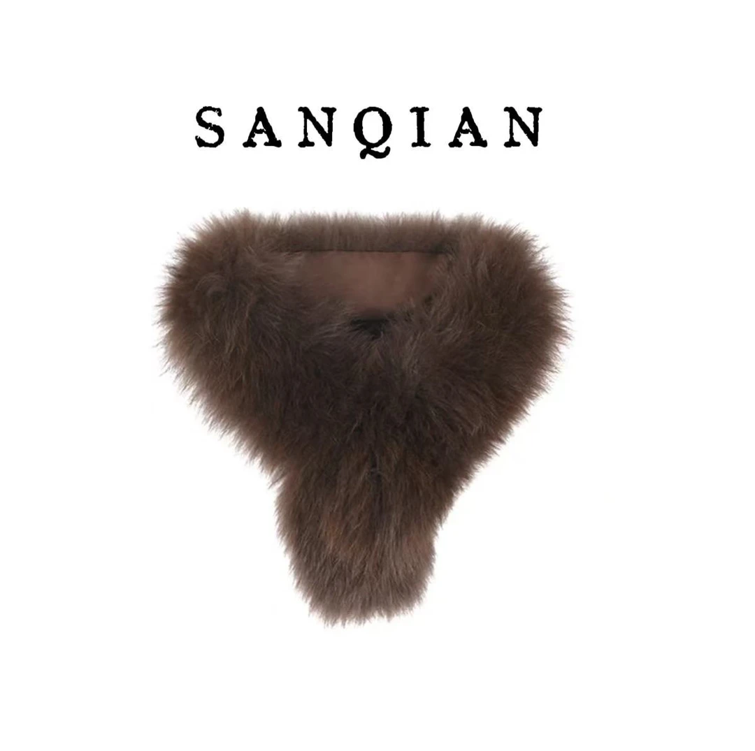 SANQIAN ｜冬季‘狐狸毛’磁扣保暖围脖毛领A21299