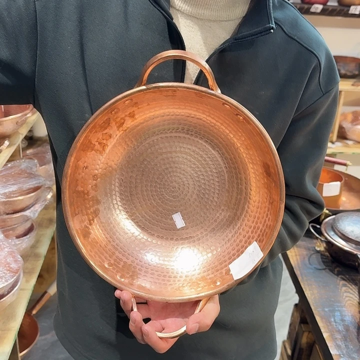 紫铜手工制作双耳锅28口径