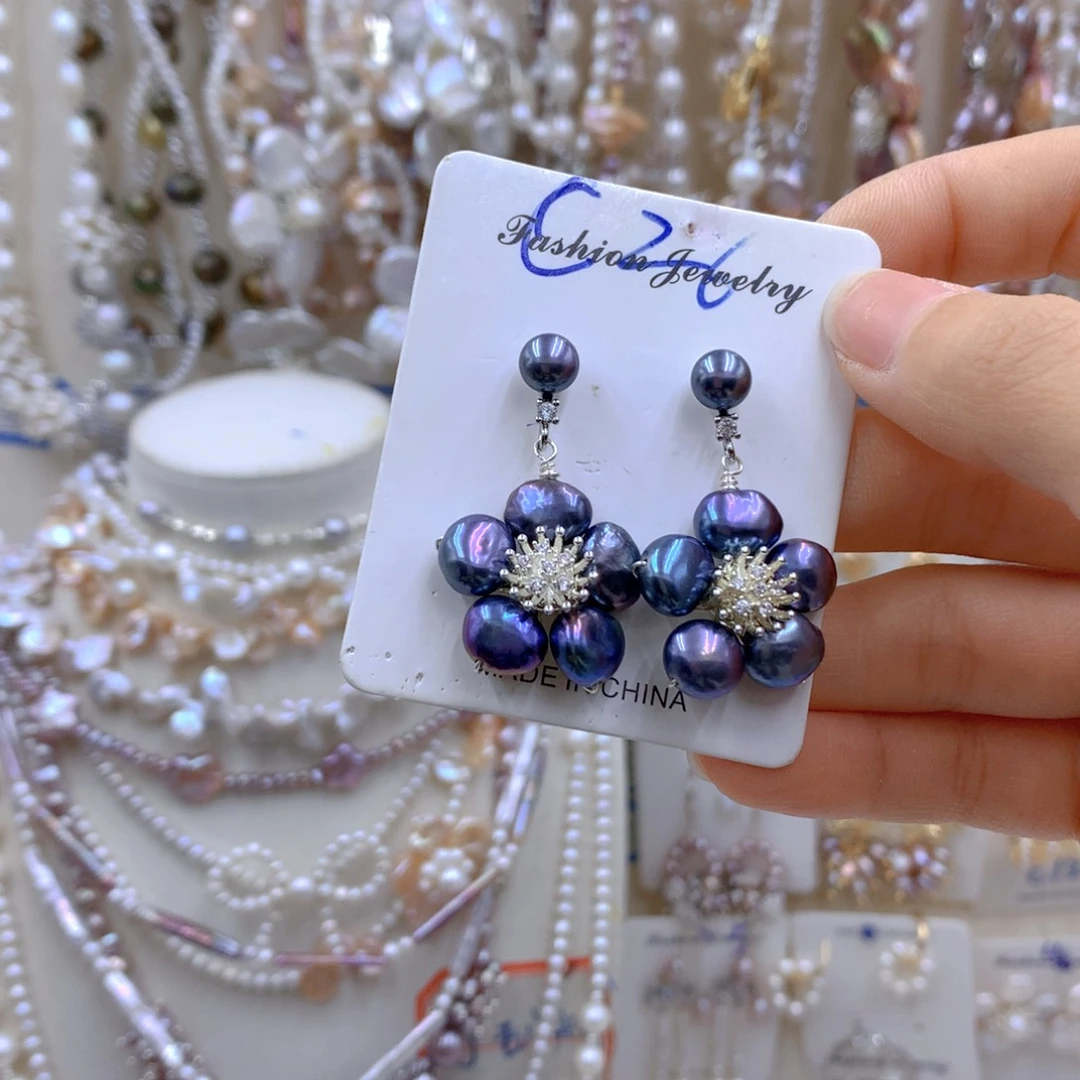 淡水珍珠耳饰银S925镶嵌