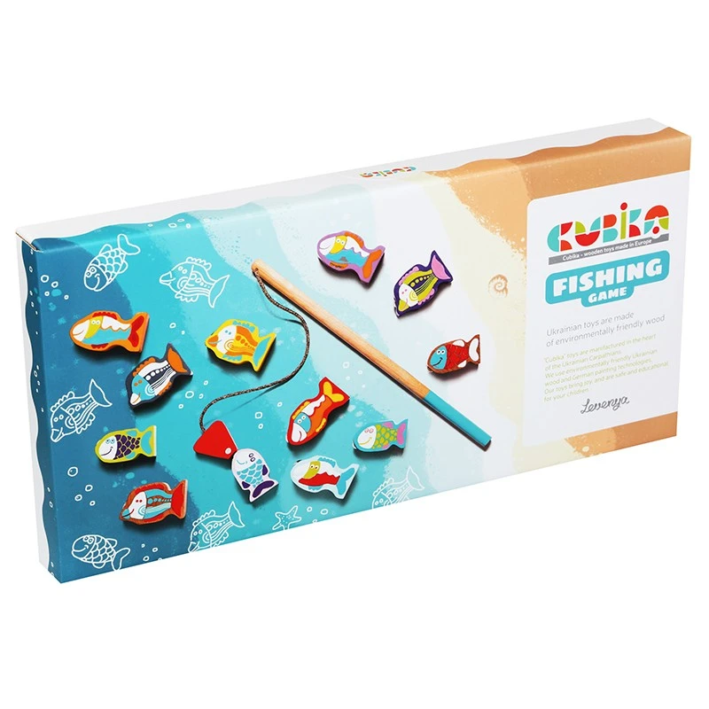 Cubika欧洲进口木质钓鱼游戏木质积木多功能认知拼板早教益智玩具