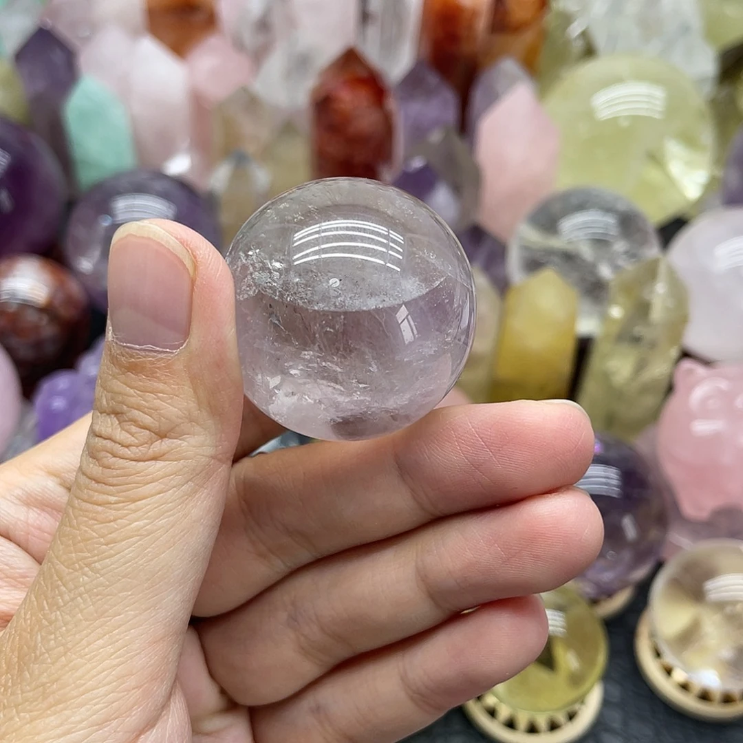 水晶未镶嵌珠宝半成品65紫水晶球