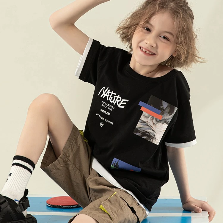 诺诗兰童装男生短袖T恤2022夏季新款儿童宽松潮男童T恤CO210200