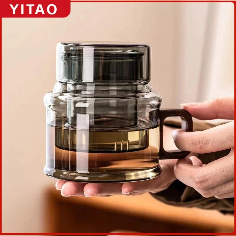 新品耐热玻璃墩墩壶迷你墩墩杯三件杯茶壶水壶家用泡茶壶茶水分离