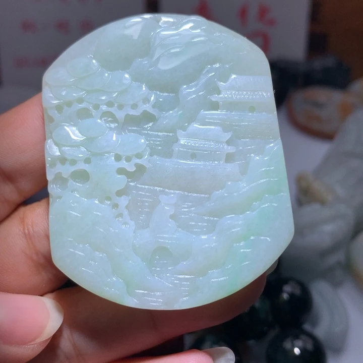翡翠未镶嵌颈饰保真天然A货翡翠