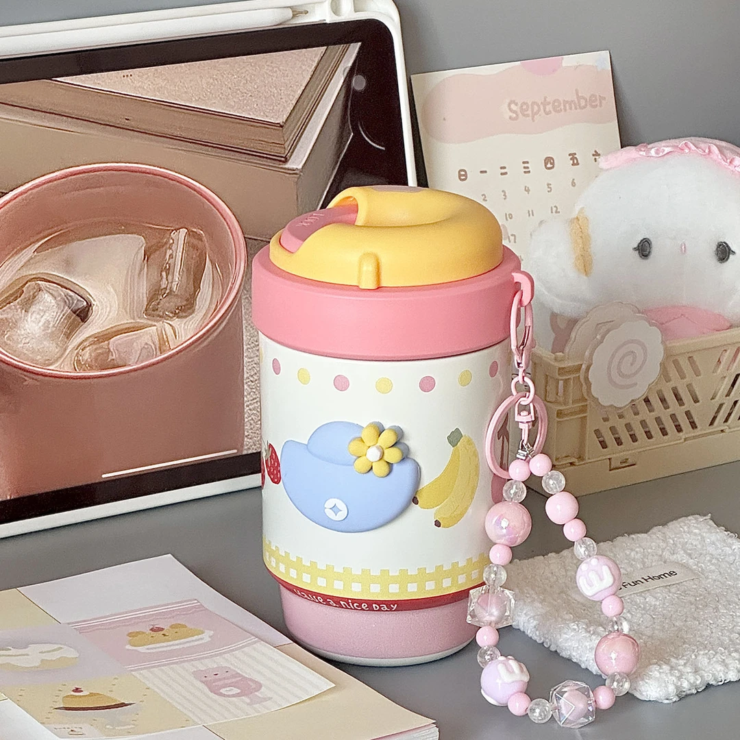 英国【轻奢】CoopKoop水果缤纷手链配饰保温杯便携咖啡杯可爱吸管杯