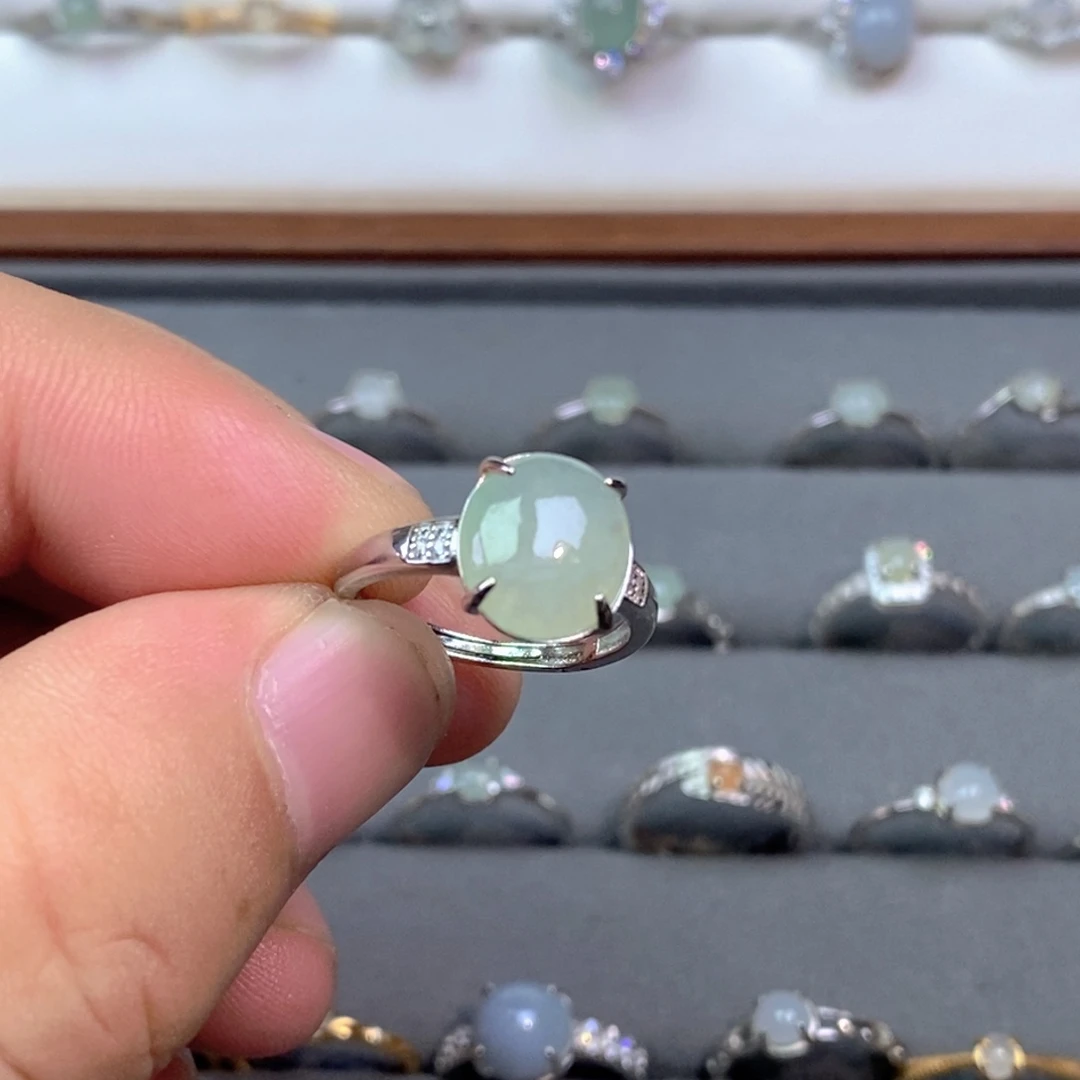 翡翠银S925镶嵌戒指