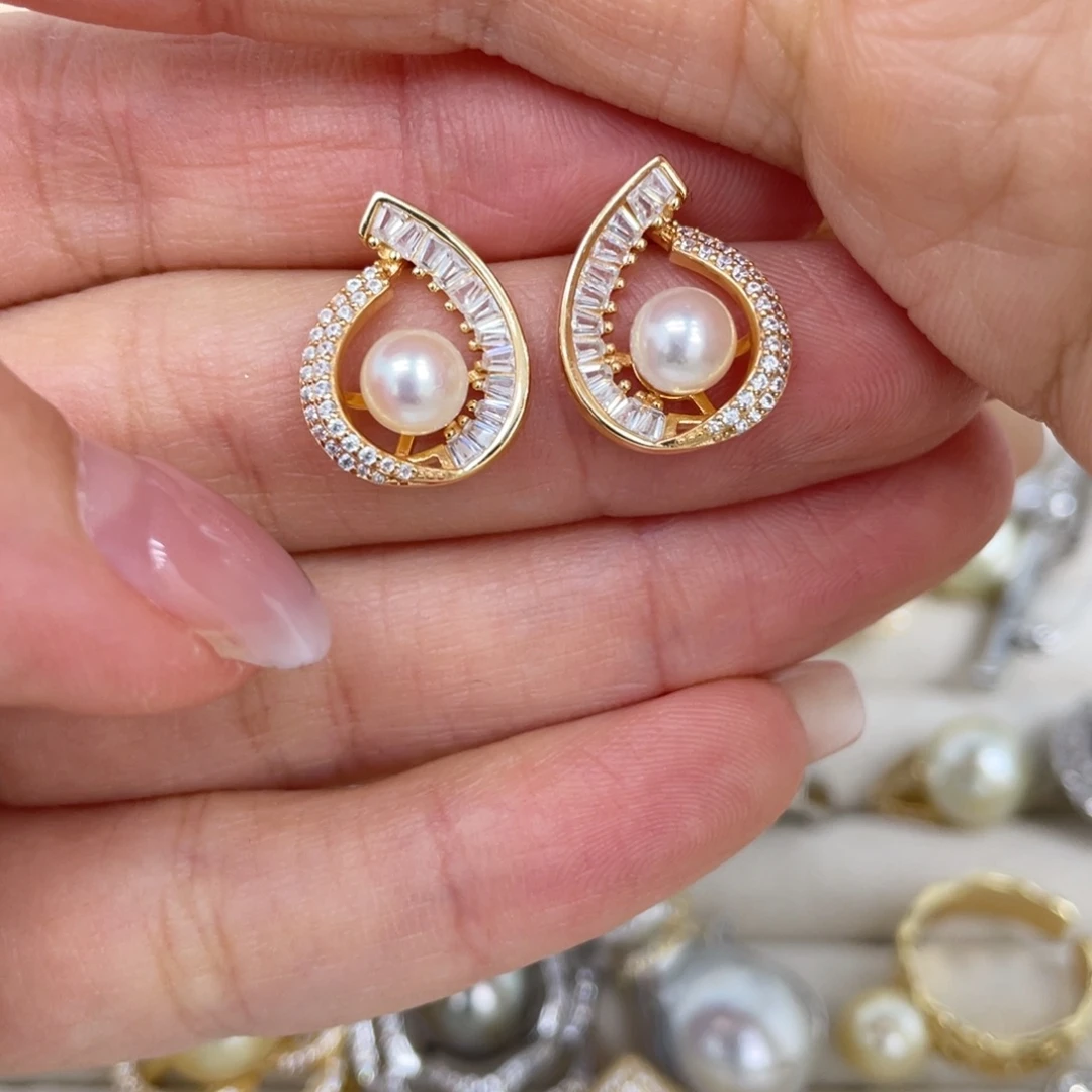 海水珍珠耳饰银S925镶嵌