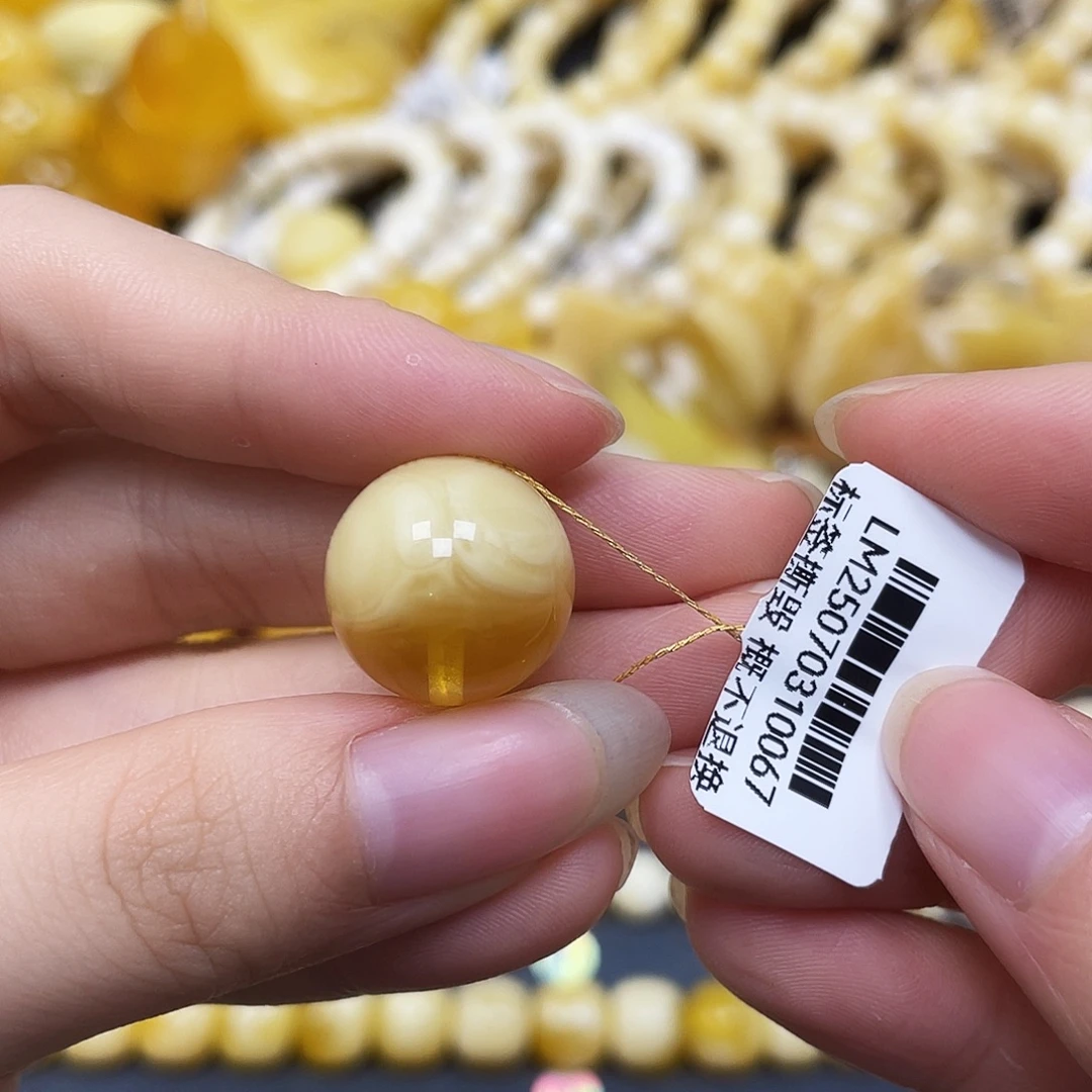 裸石蜜蜡未镶嵌沁色圆珠16.1mm金沙