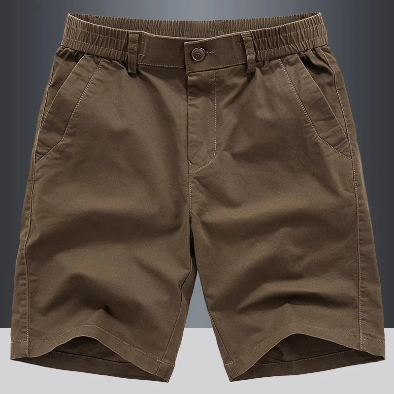 夏季新款休闲短裤男宽松弹力薄款松紧腰舒适简约大码98棉五分裤潮