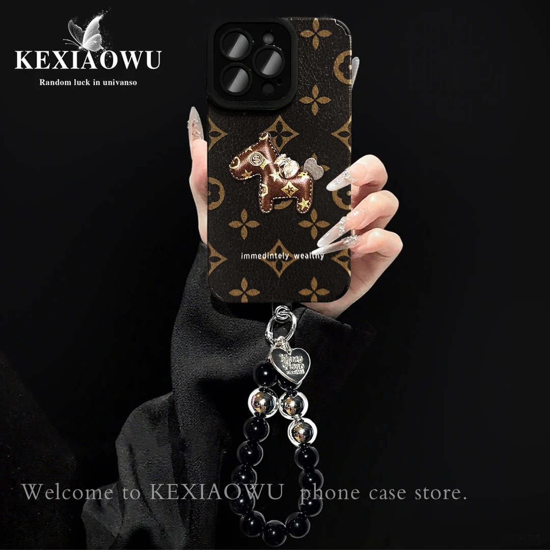 轻奢瞳眼老花小马适用苹果17PRO华为vivo小米oppo手链手机壳