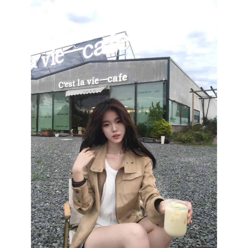 *尹千金*【曼城旧事】秋冬穿搭美式复古时尚短款夹克外套女W257319