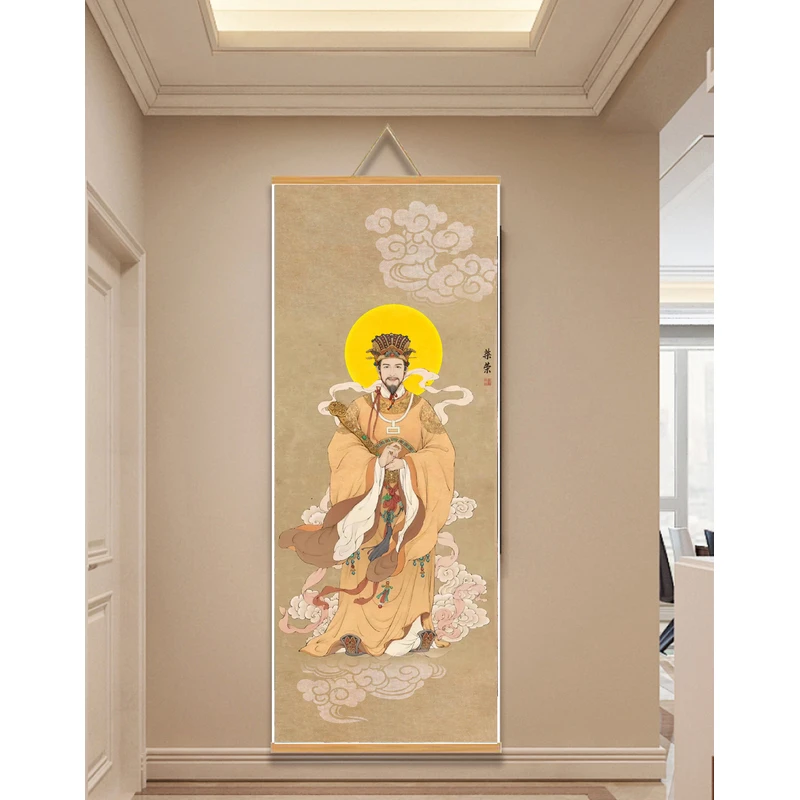 【207五路财神柴荣】60x120cm现代简约挂轴装饰画办公室家居装饰画