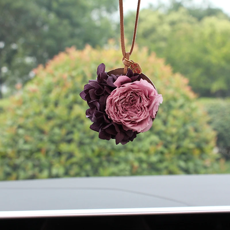 迷你永生玫瑰花车挂高级感香薰车载后视镜装饰香水汽车上车内挂件