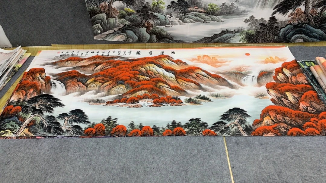 《八尺鸿运当头》画芯尺寸：240cm*98cm山水画客厅办公室挂画