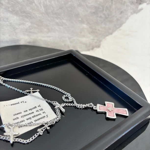 铜合金项链 双层多十字项链XL2597