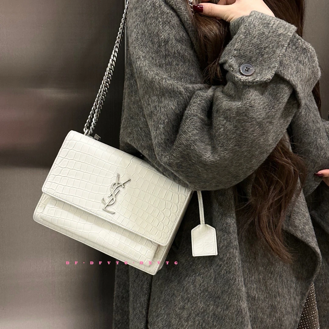95新 YSL/圣罗兰 ysl鳄压白日落中号单肩包