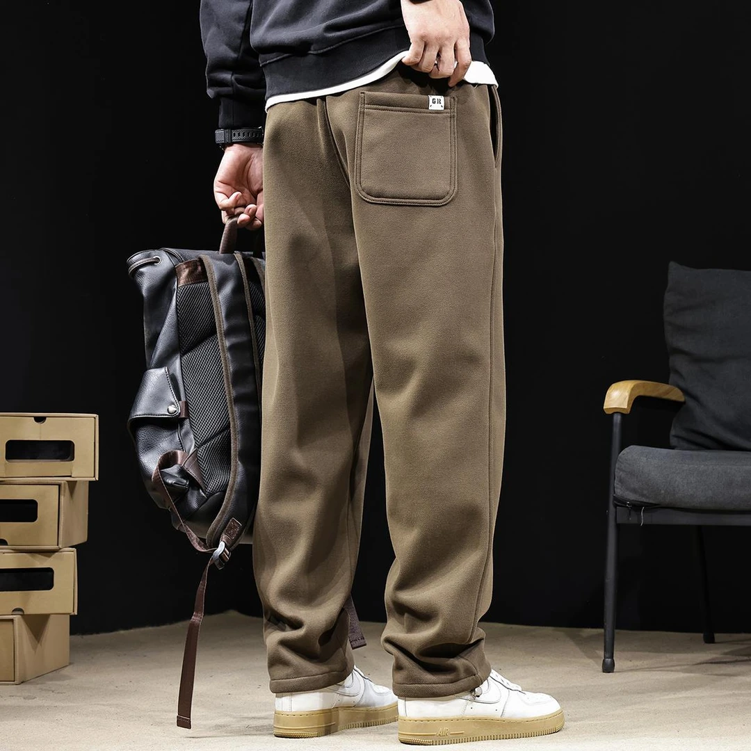 直筒运动休闲裤男2025新款收脚卫裤男士美式斜纹裤子宽松大码春秋