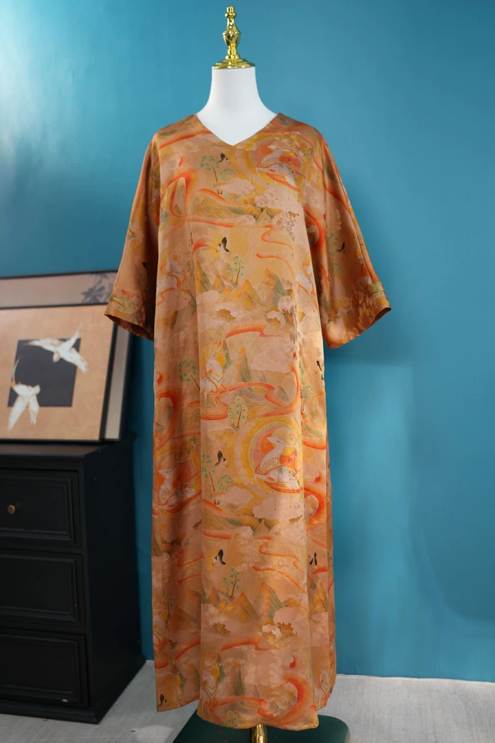 P144.女士v领袍子