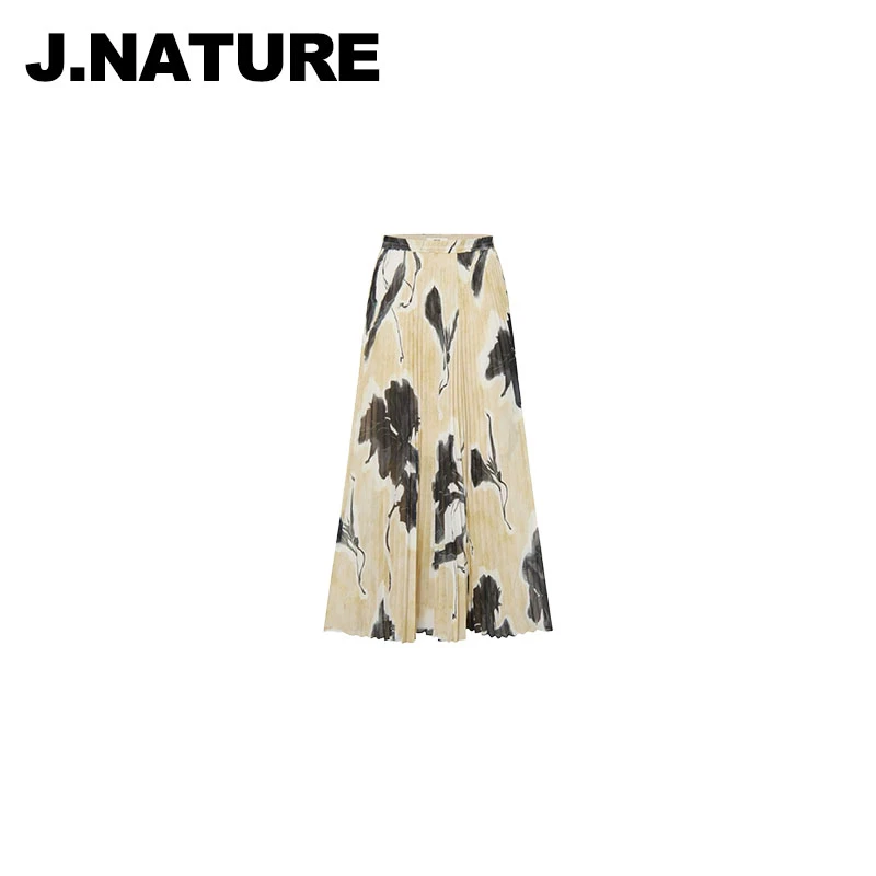 JUST NATURE ｜【ED渠道】东方花影印花压褶A字半身裙