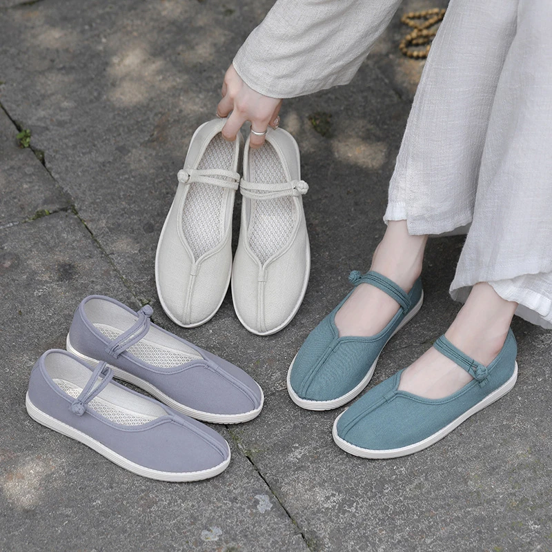 民族风汉服棉麻鞋老北京布鞋女古风平底亚麻鞋子单鞋休闲百搭女鞋