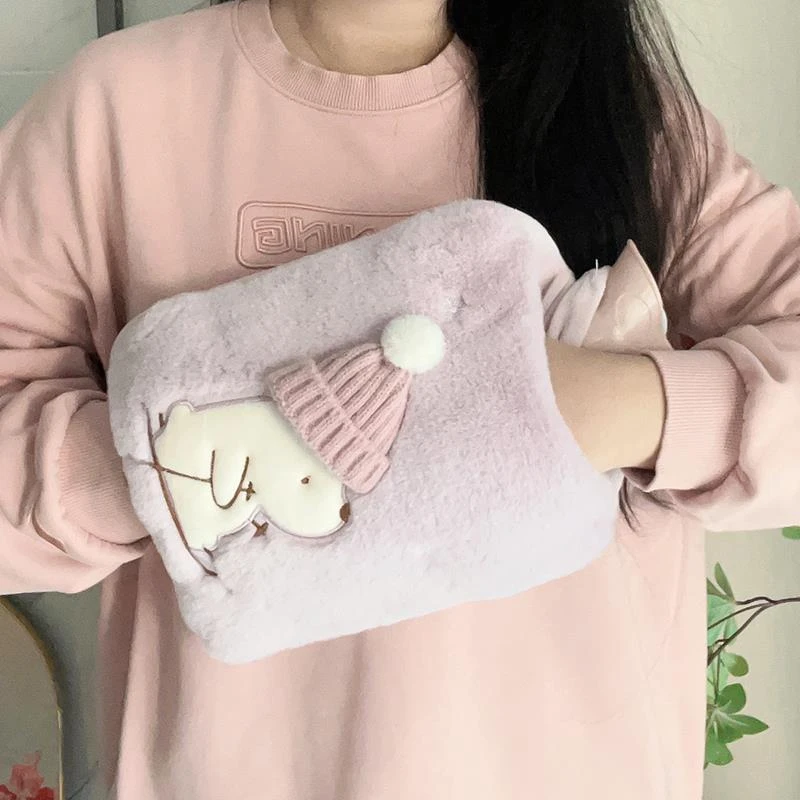 范哲萨可爱毛绒暖水袋灌水女生宿舍暖床暖手宝卡通可插手大号热水