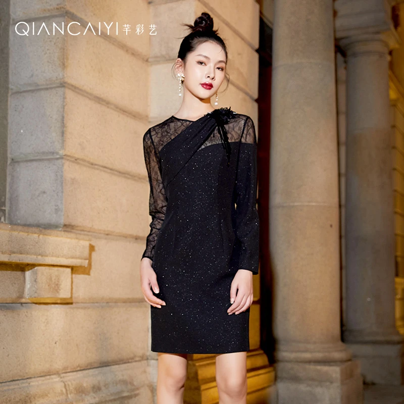 【思朵SIDUO】Y23274优雅设计师春季包臀秋季显瘦长款长袖修身礼服