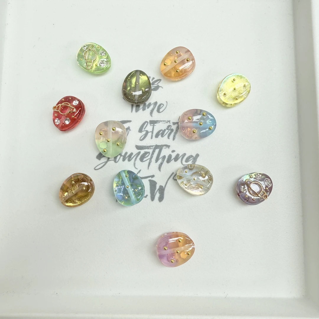 韩国胶定制款71 点钻合金星球珠通孔 DIY配件