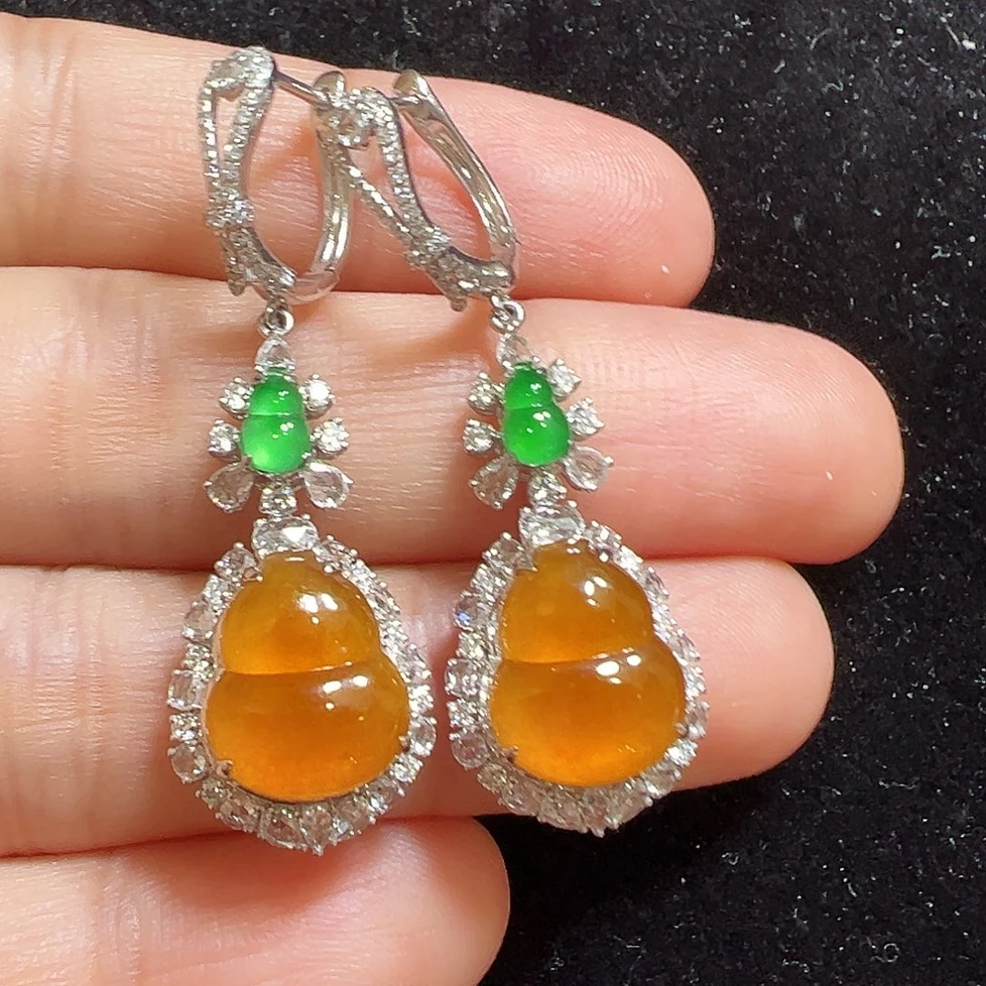 翡翠18K金镶嵌耳饰