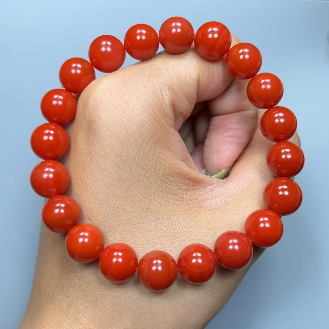 南红玛瑙辣椒红手串10mm+未镶嵌