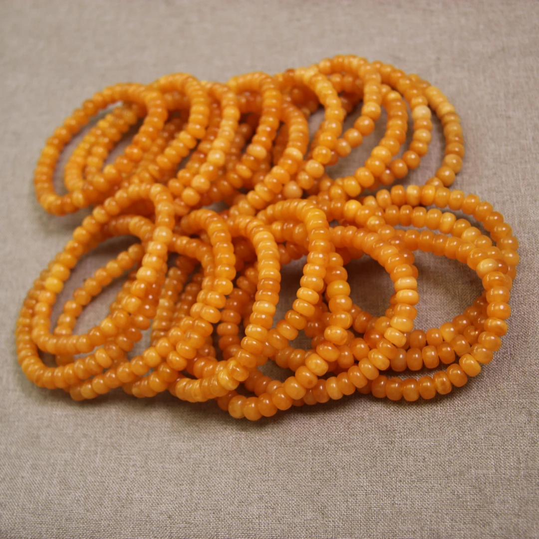 7毫米加天然原矿蜜蜡鸡油黄手工老型手串多样性发一条