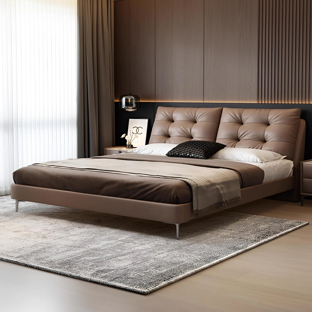意式极简储物床主卧高端大气双人床主卧大床现代简约婚床软包床