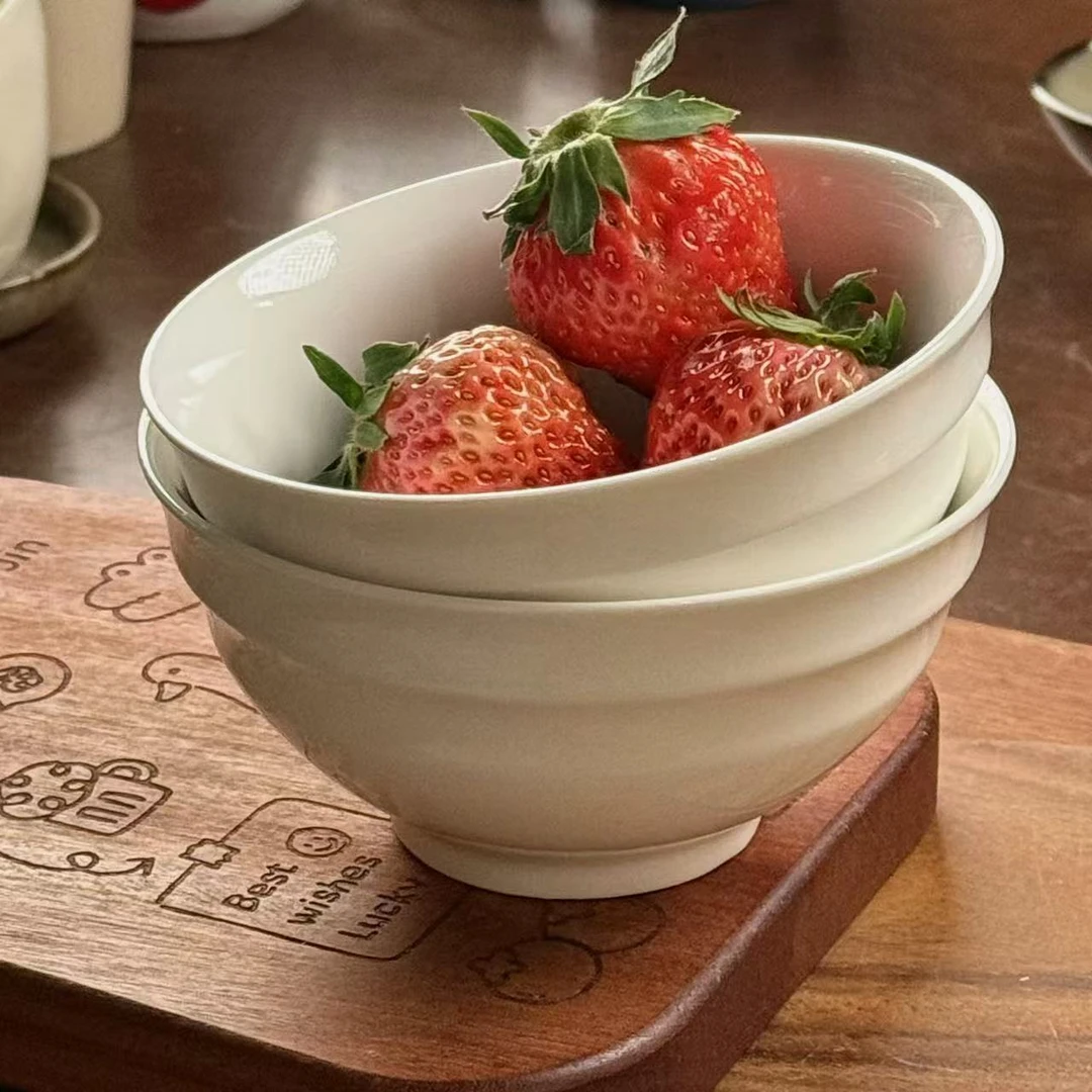 w245 简约陶瓷米饭碗5英寸酸奶碗 两只装 微瑕 凑满20发货