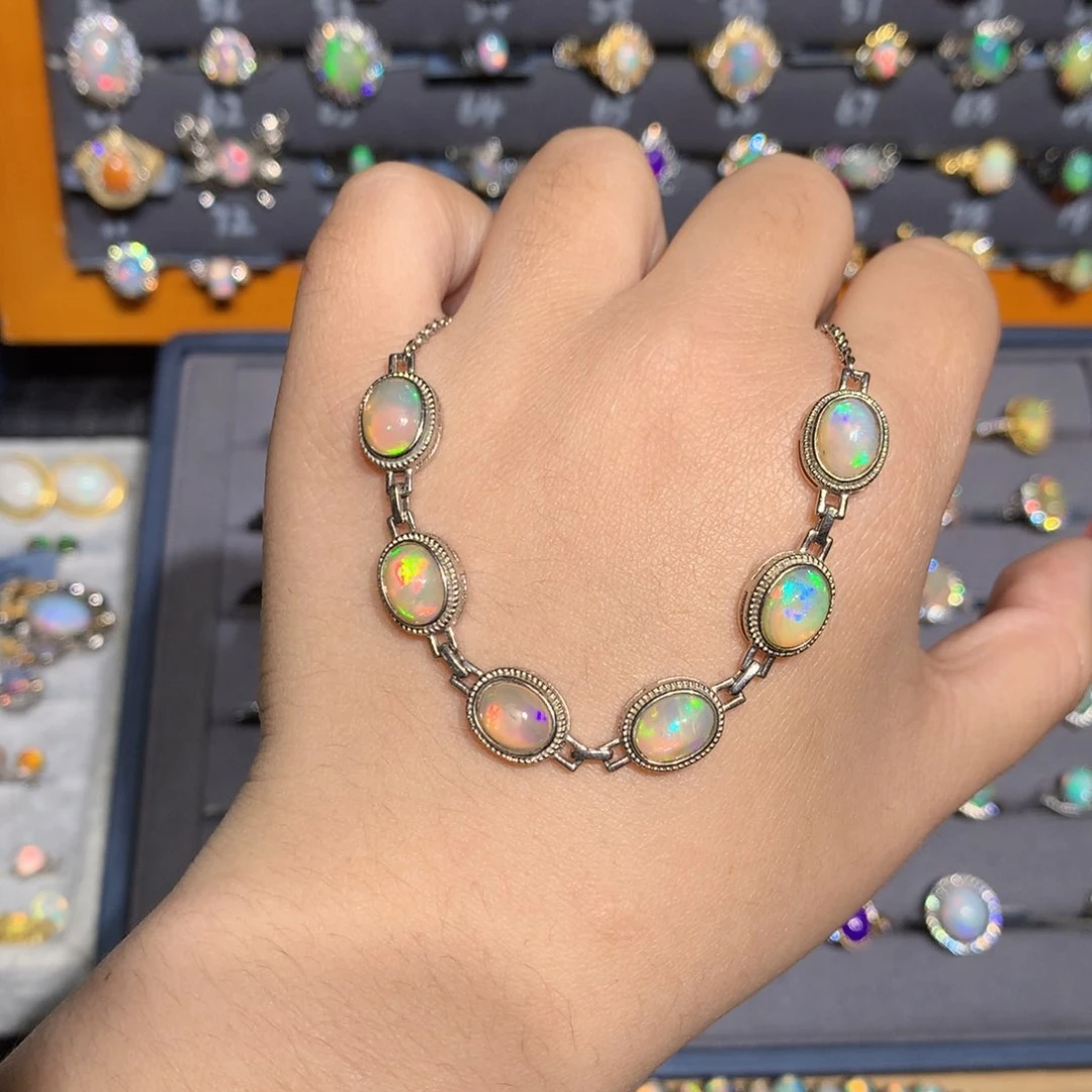 银S925镶嵌欧泊欧泊福利手链不退换l