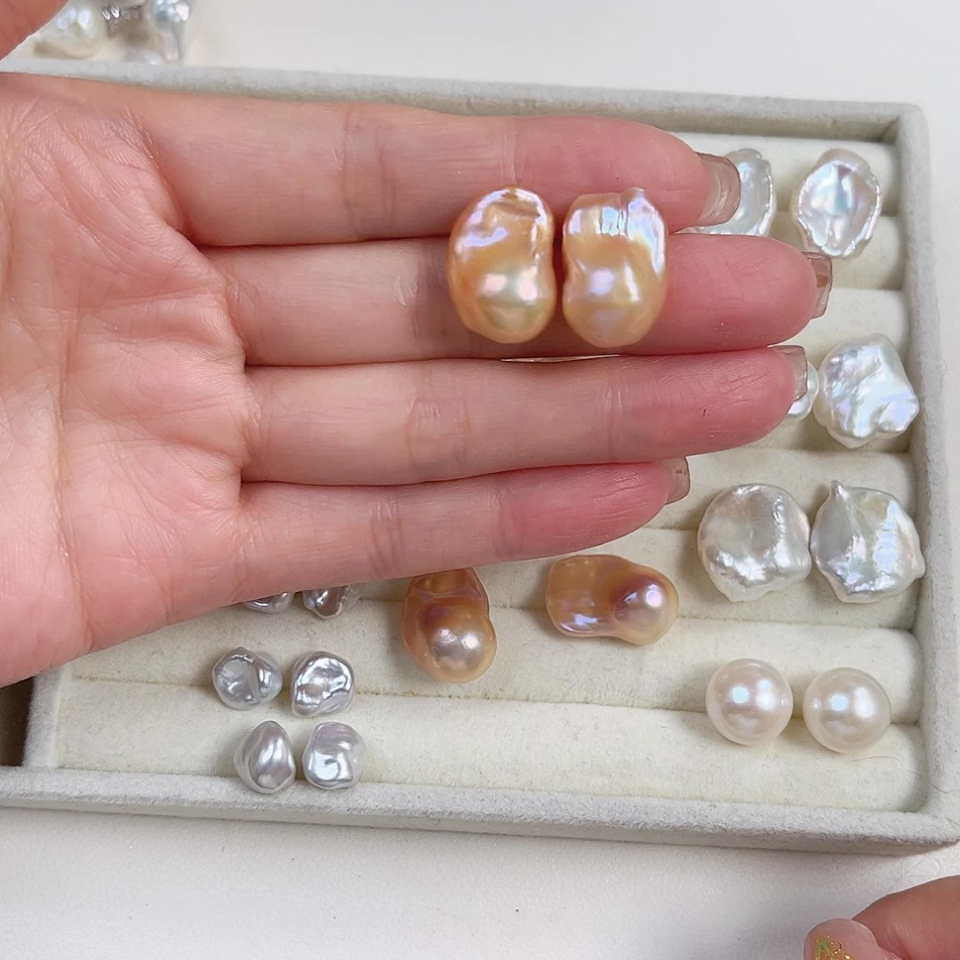 阡***陌银S925镶嵌淡水珍珠耳饰