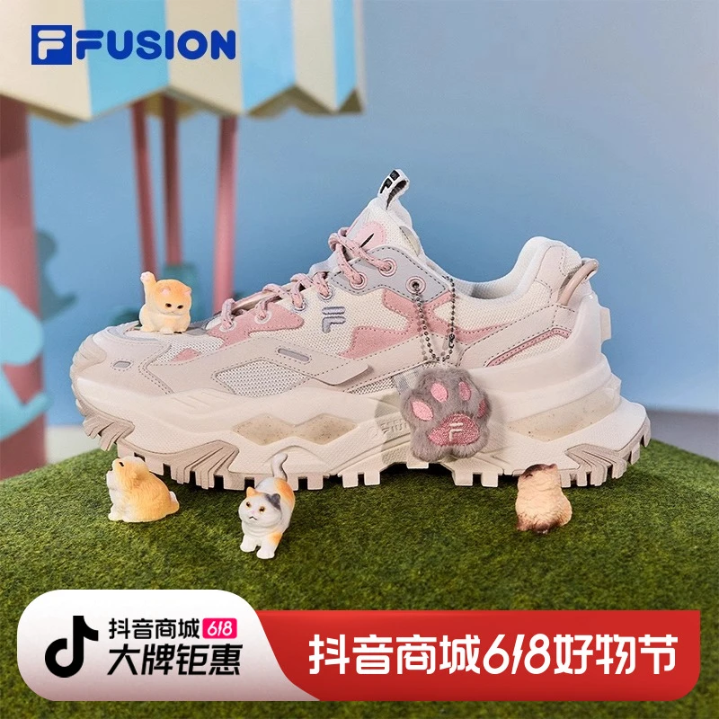 FILA FUSION斐乐女鞋新款厚底休闲老爹鞋猫爪挂件运动鞋轻便增高