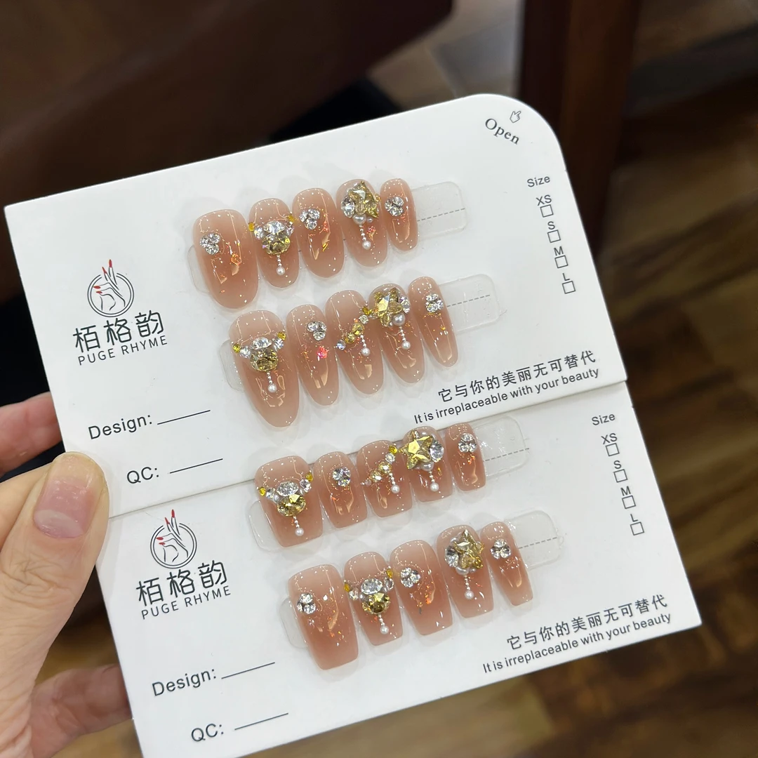 柑橘精灵 施家华子 手工定制穿戴甲美甲成品美甲贴片10片