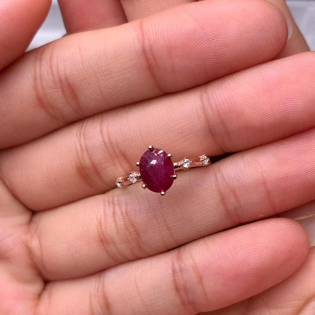 红宝石戒指银S925镶嵌