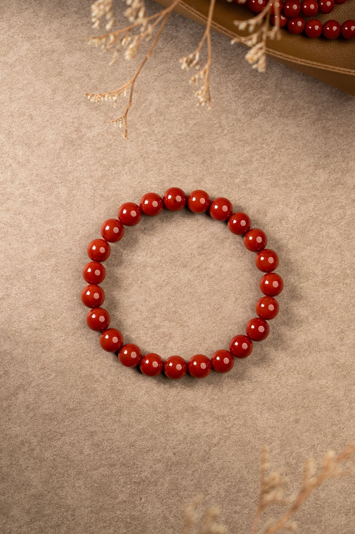 8mm圆珠瓦西南红牛血红单圈手串南红玛瑙（顺丰直发）