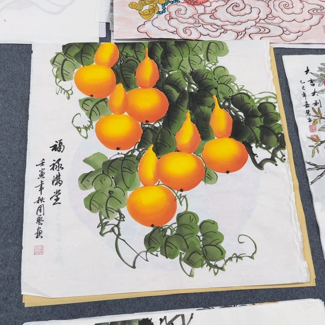 国画四尺斗方70X70纯手绘作品