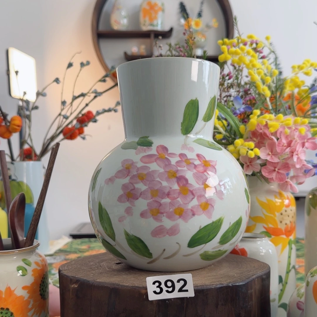 摆件景德镇陶瓷手绘小花瓶摆件无孔