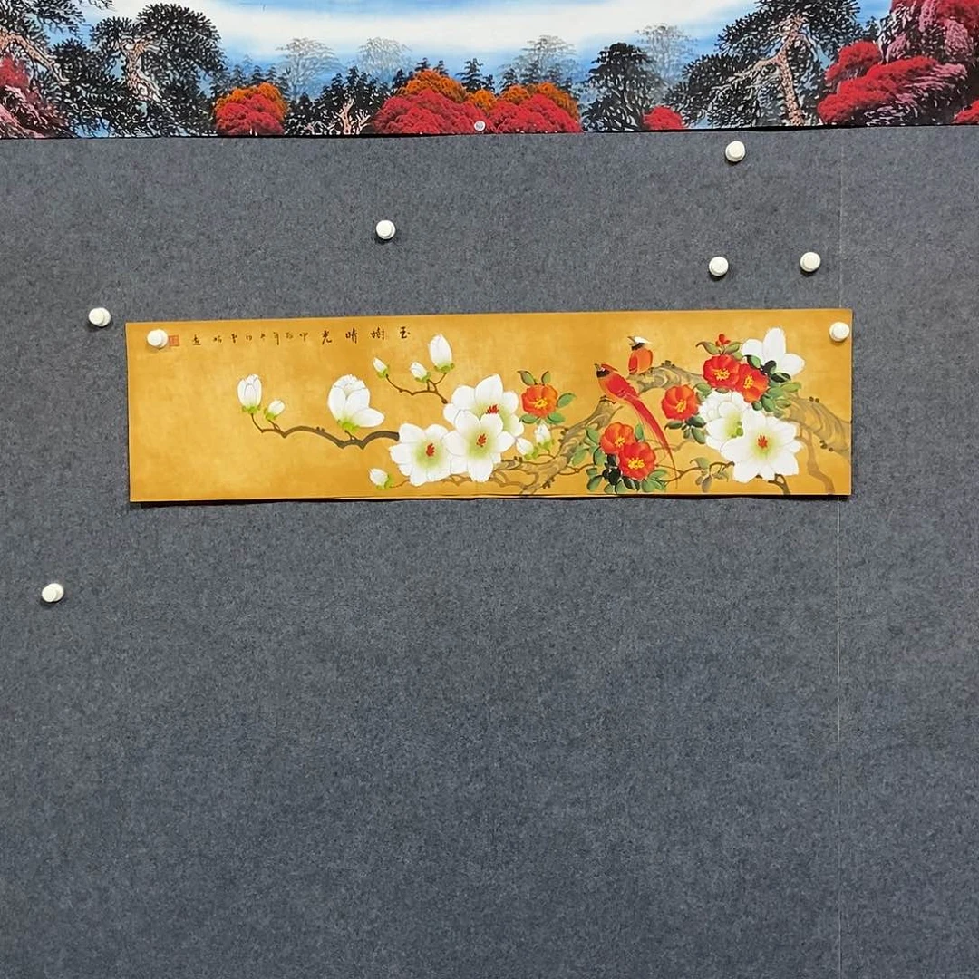 国画四尺对开一副