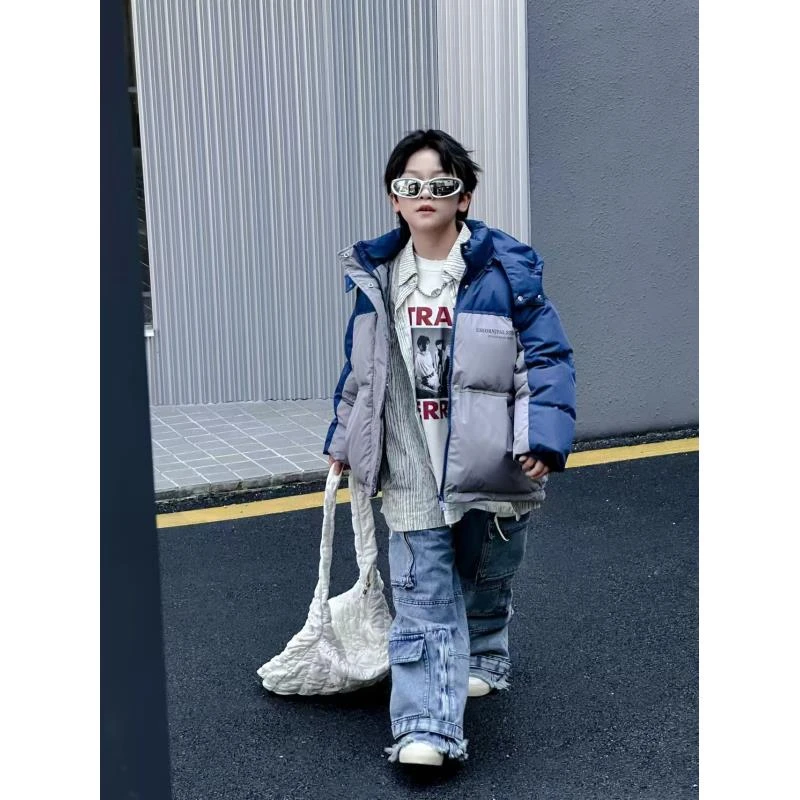 501229《现》儿童休闲百搭时尚男童女童连帽可脱卸洋气羽绒服