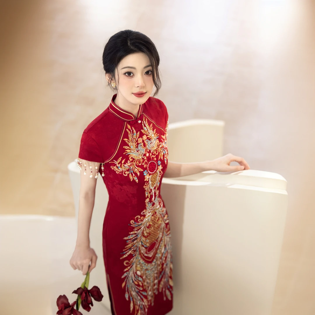 新中式敬酒服旗袍2025年新款红色复古年轻款新娘结婚绝美连衣裙女