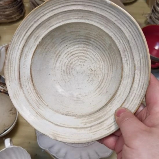 瓷片微瑕粗陶草帽深盘两个一组